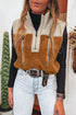 Colorblock Sherpa Half Zip Stand Neck Vest